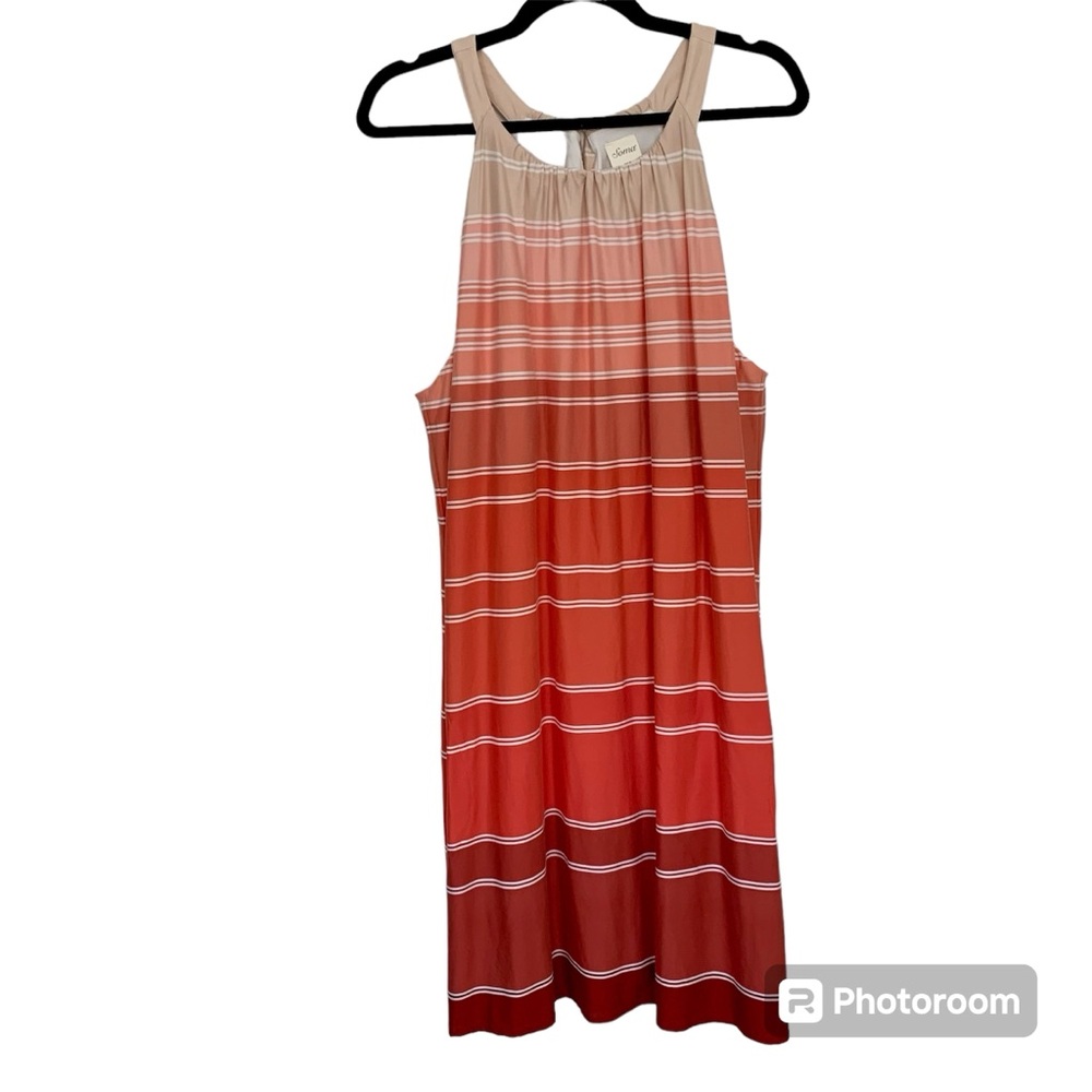 SOMA PLUS Women Ombré Sundress Orange Pallet Racerback Lined Removable Cups XXL